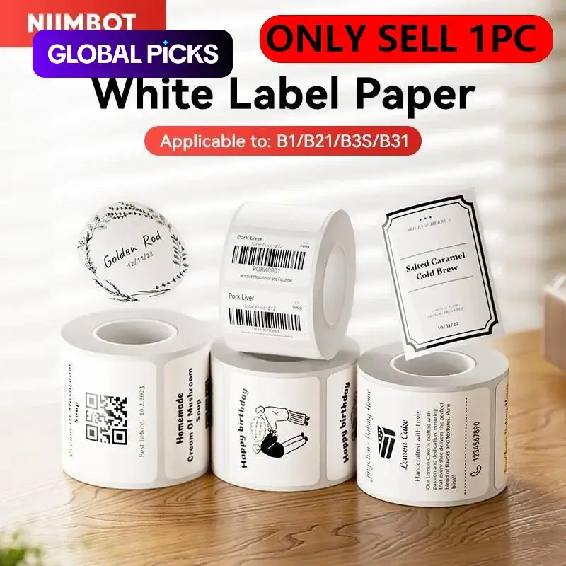 Niimbot Original Label Paper Roll 50x30mm Thermal Paper Logo, Compatible with Niimbot B21/b3s/b203 Label Makers, High-Quality Printing, Thermal Printing Labels #GLOBAL PICKS