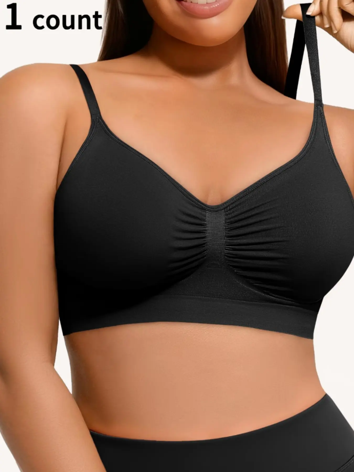 Women's Seamless Wireless Comfort Bra, Soft Comfy Bra, Adjustable Strap Soft Stretch Bralette, Light Support Pullover Everyday Bra Top, Smooth Ruched Front Lounge Sleep Yoga Underwear for Daily Wear