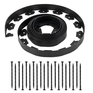 VEVOR Landscape Edging, 20 ftx 2 in Plastic Garden Border Edging with 120 Spikes, No Dig, Flexible Lawn Edgings Roll, UV-Resistant Mini Fence Borders Pathway Edgings for Flower Beds Yard Paver