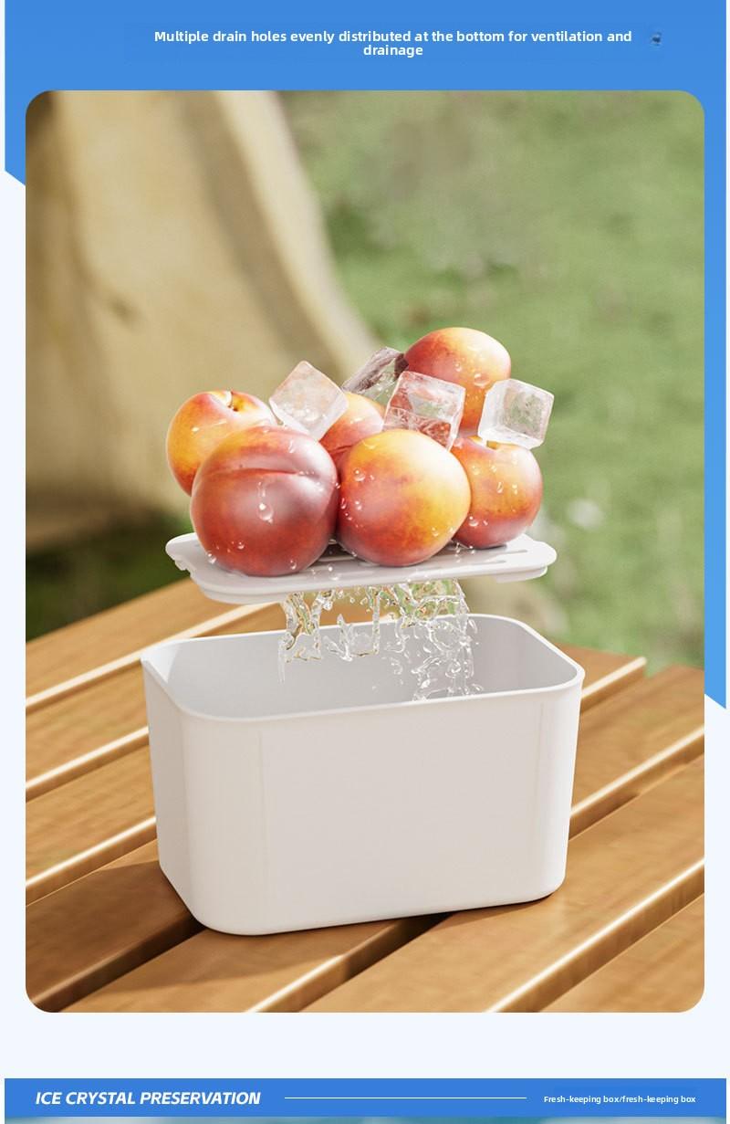 Divided Portable Ice Food Storage Container| Salad Draining Fresh Keeping Box with Compartments for Fridge Fruit Meal Prep