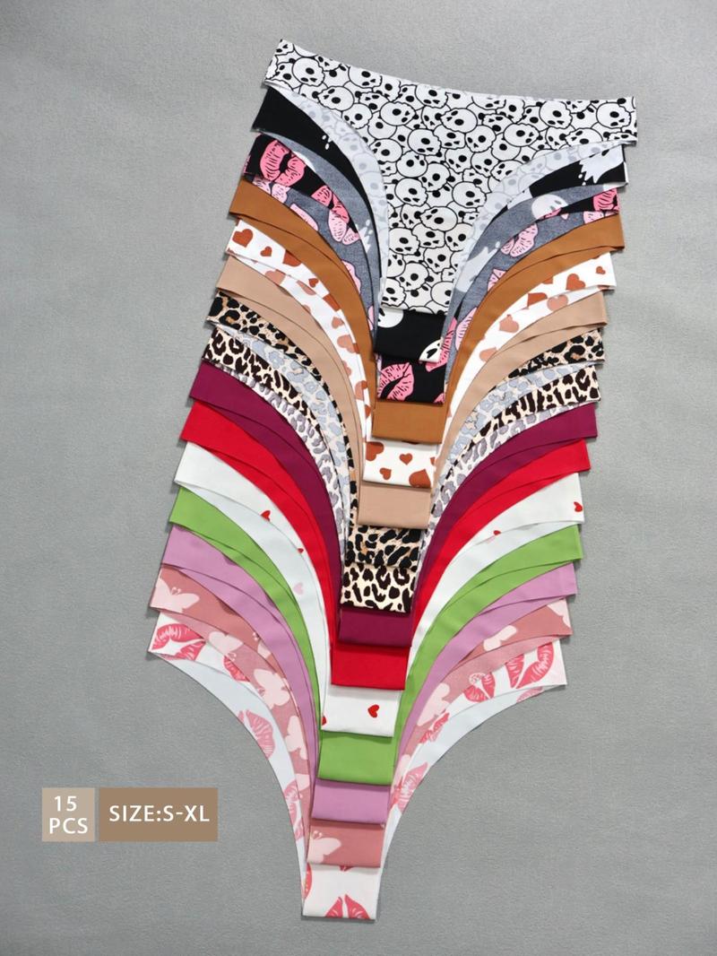 Women's All Over Print Thong, Soft Cute Comfy Breathable Panty for Daily Wear, Women's Underwear for All Seasons