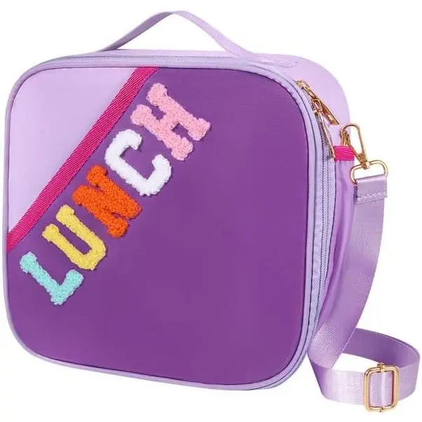 Lunch Bag ,Insulated Lunch Bag With Adjustable  Strap, Lunch Bag for , Girls,Boys, lunch Bag Women,Preppy Lunch Box for School,Travel, Picnic (dark )