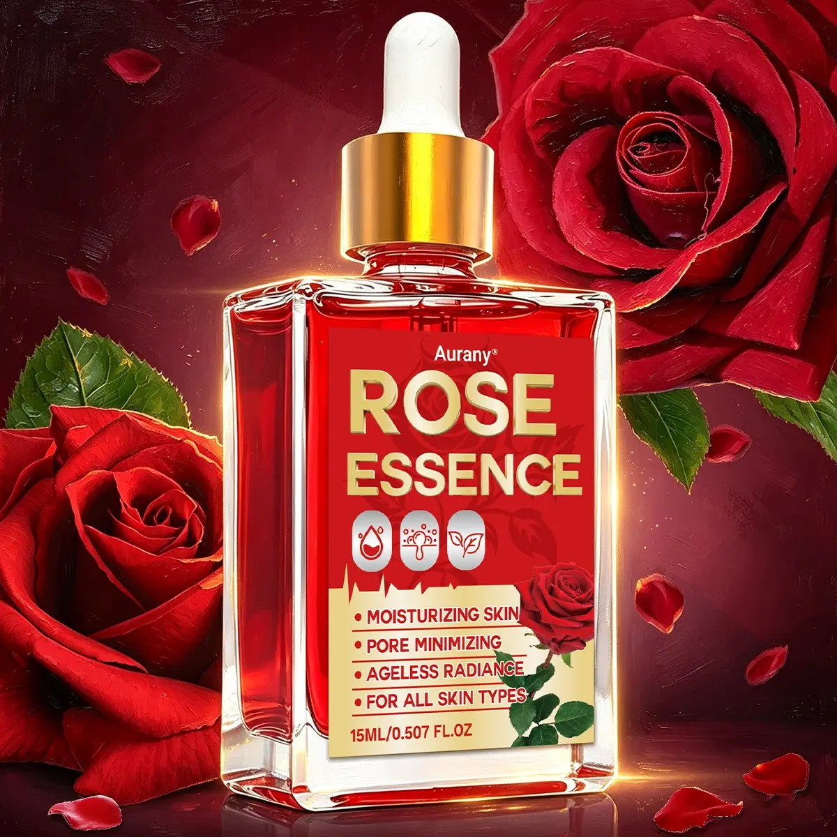 Rose Essence, Rose Essence For Face And Skin, Skincare Essence ，Skin Moisturization, Firming, Rose Extract With Gentle Ingredients, Non-Greasy & Fast-Absorbing, Leaves Skin Soft ， Suitable For Everyone And All Skin Types, Daily Skin Care.