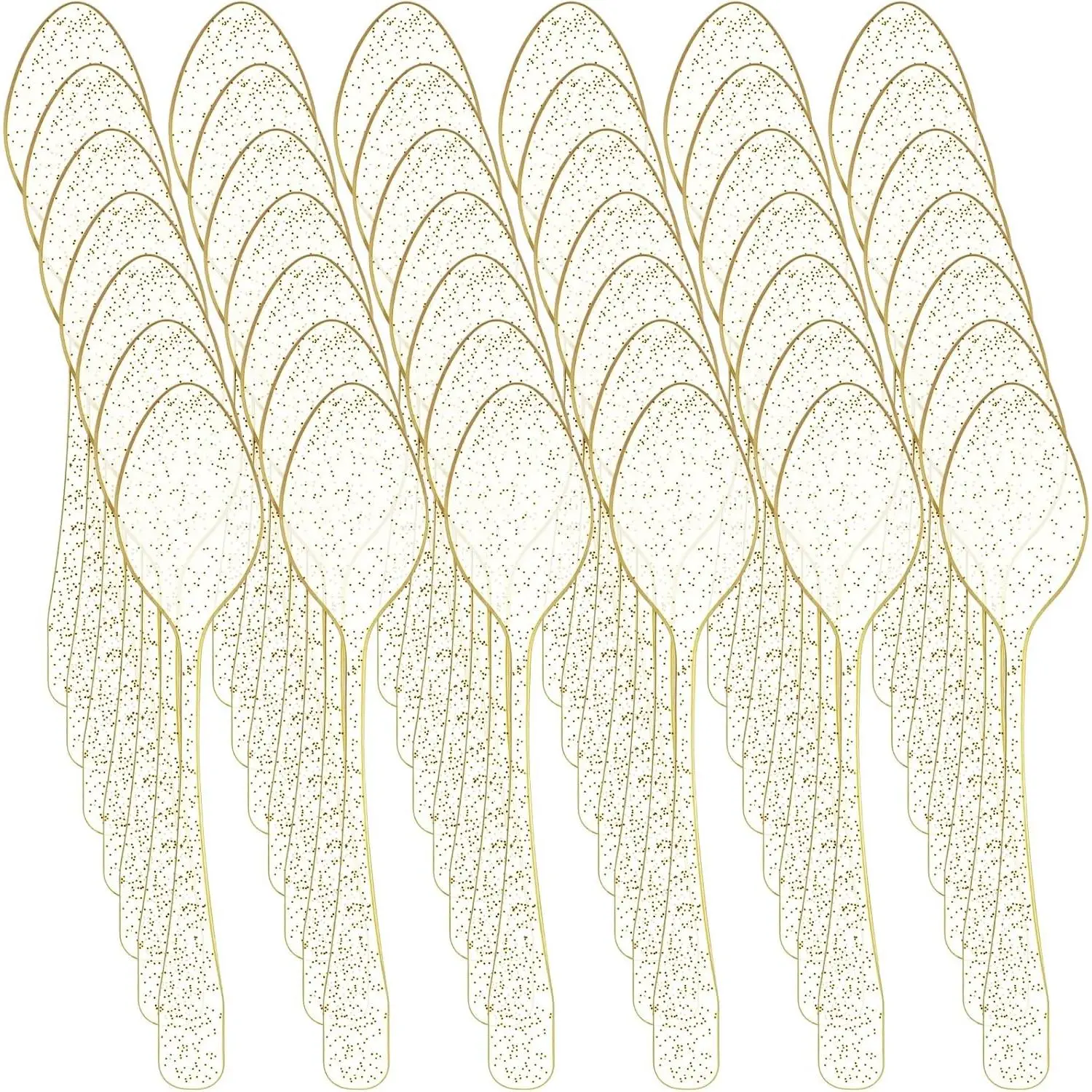 Nuogo 500 Pcs Gold Glitter Mini Spoons for Desserts 3.7 Inch Small Plastic Disposable Spoons Bulk Tiny Serving Utensils for Cake, Sample, Ice Cream, Appetizer, Pudding