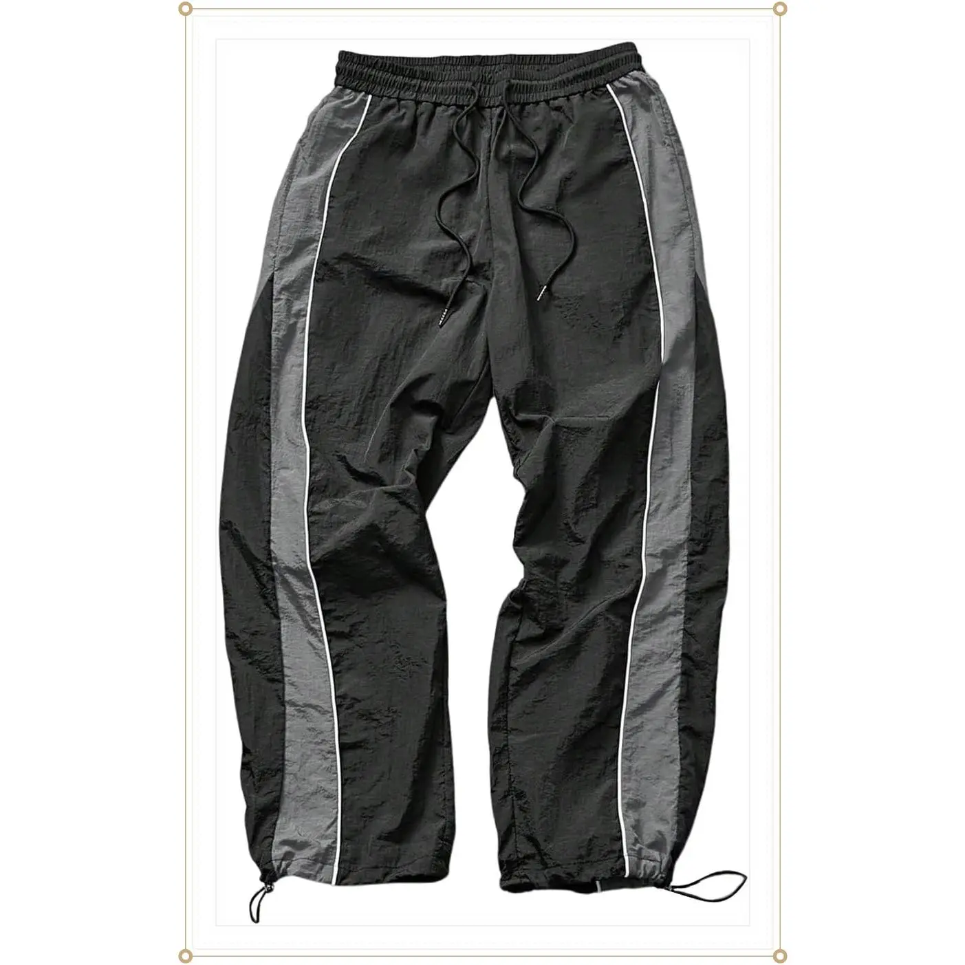 SHENHE Men's Y2k Wide Leg Color Block Baggy Parachute Pants Hip Hop Track Trousers Streetwear(Gift)
