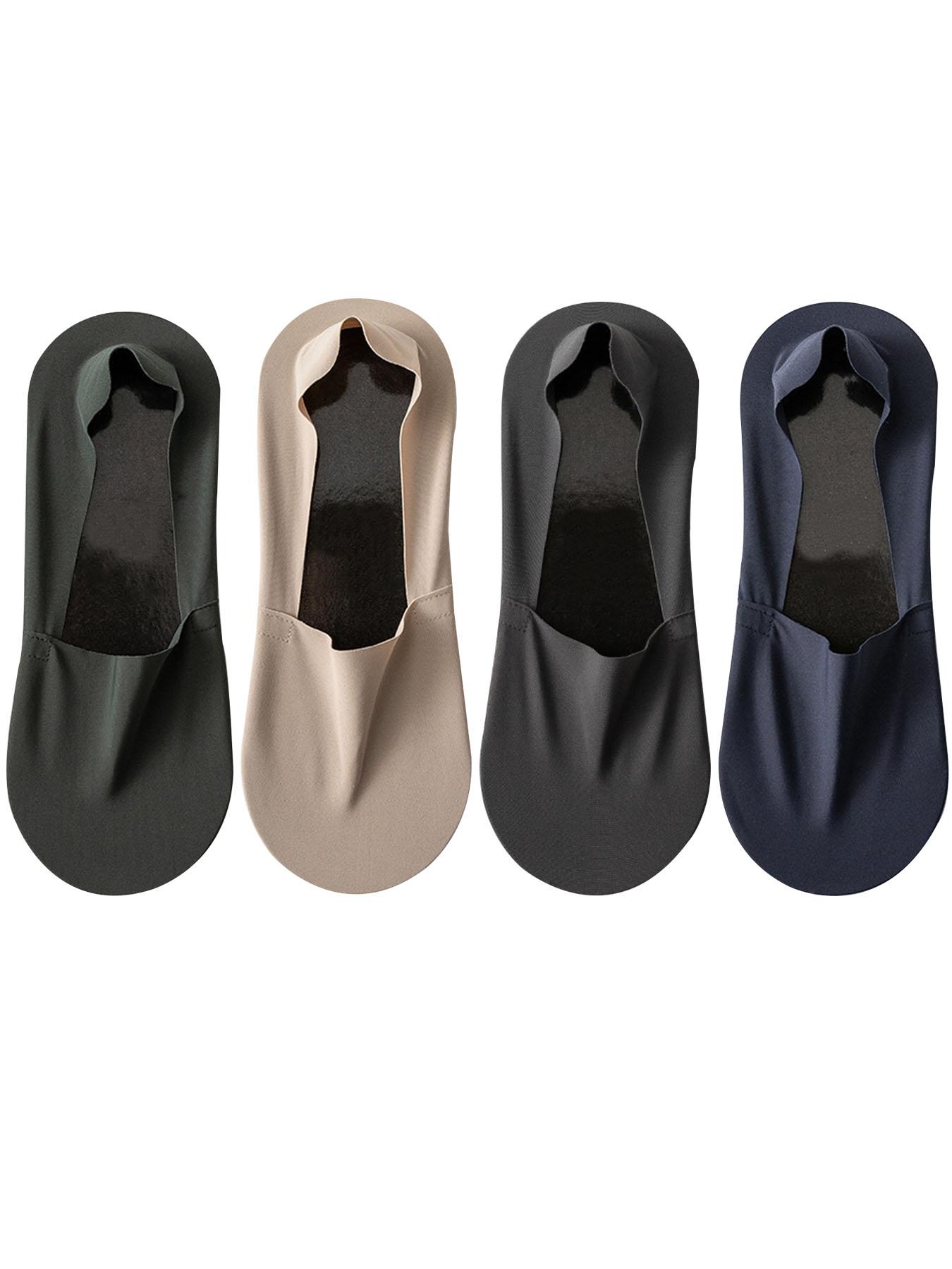 Summer 2024, Men's 4 Pairs Casual Invisible Socks, Plain Breathable Boat Socks, Casual Stylish Socks, Comfy Men's Socks & Hosiery for Summer Daily Wear