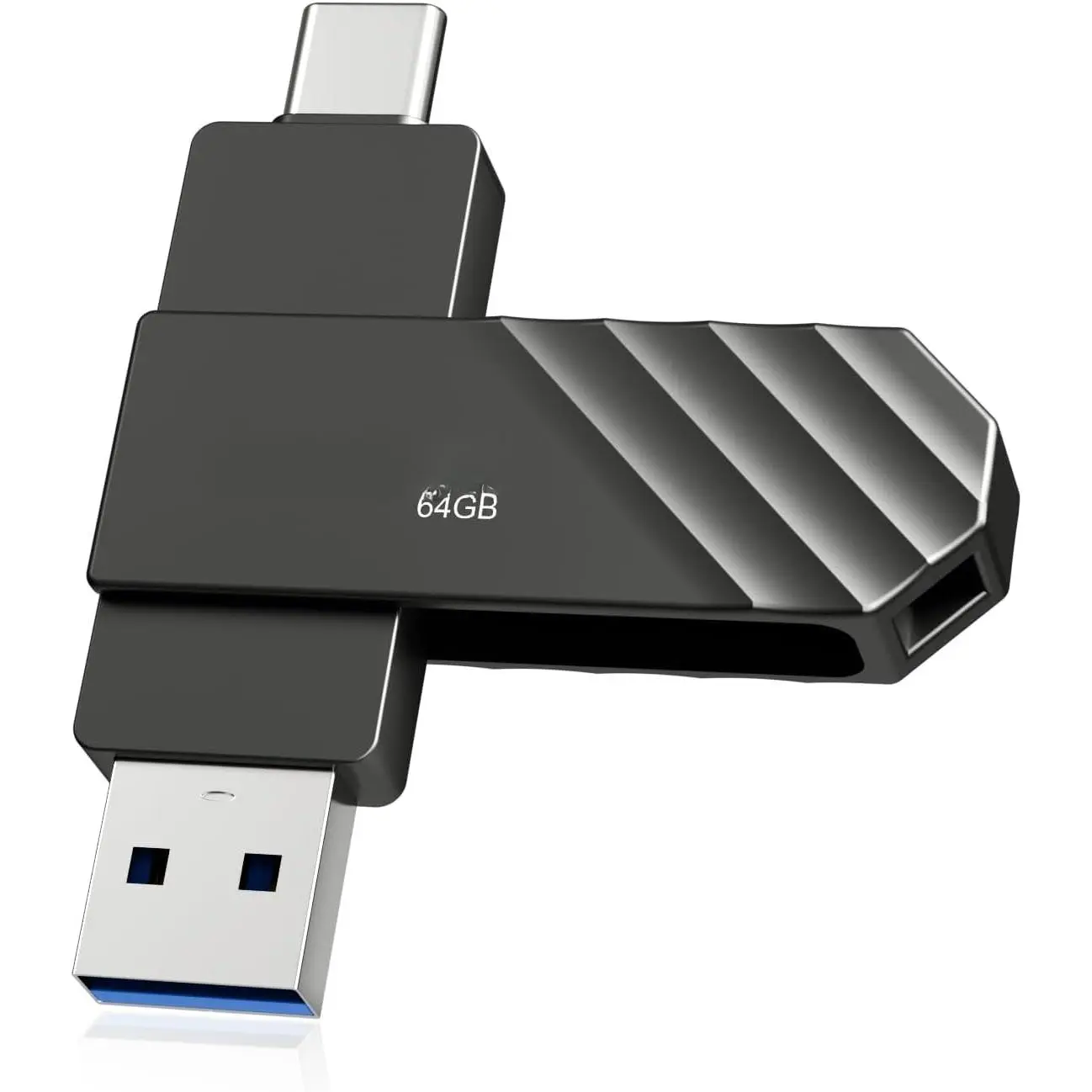 64GB  USB 3.2 Gen 1 Type-C Flash Drive, USB-C/A Swivel Thumb Drive