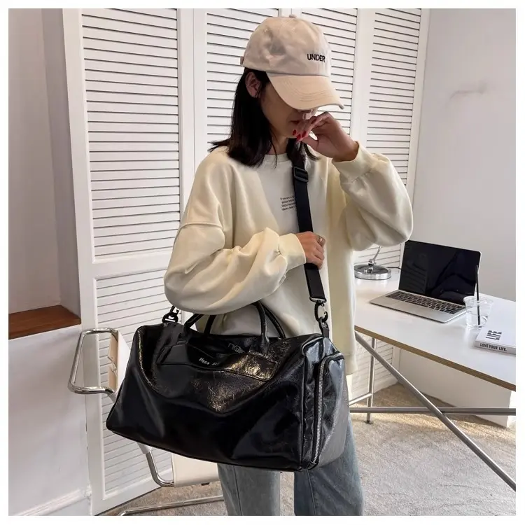 Women's Large-Capacity PU Travel Bag - Short-Distance Business Luggage, Sports Fitness Crossbody Bag
