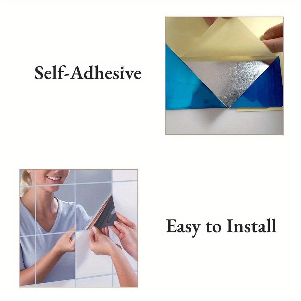 16pcs Acrylic Mirror Wall Stickers 5.9*5.9Inch Flexible Safety Mirror Acrylic Mirror Tiles for Home Wall Decoration Removable Mirror Wall Stickers Square Mirror Silvery Mirror Panel Wall Decoration