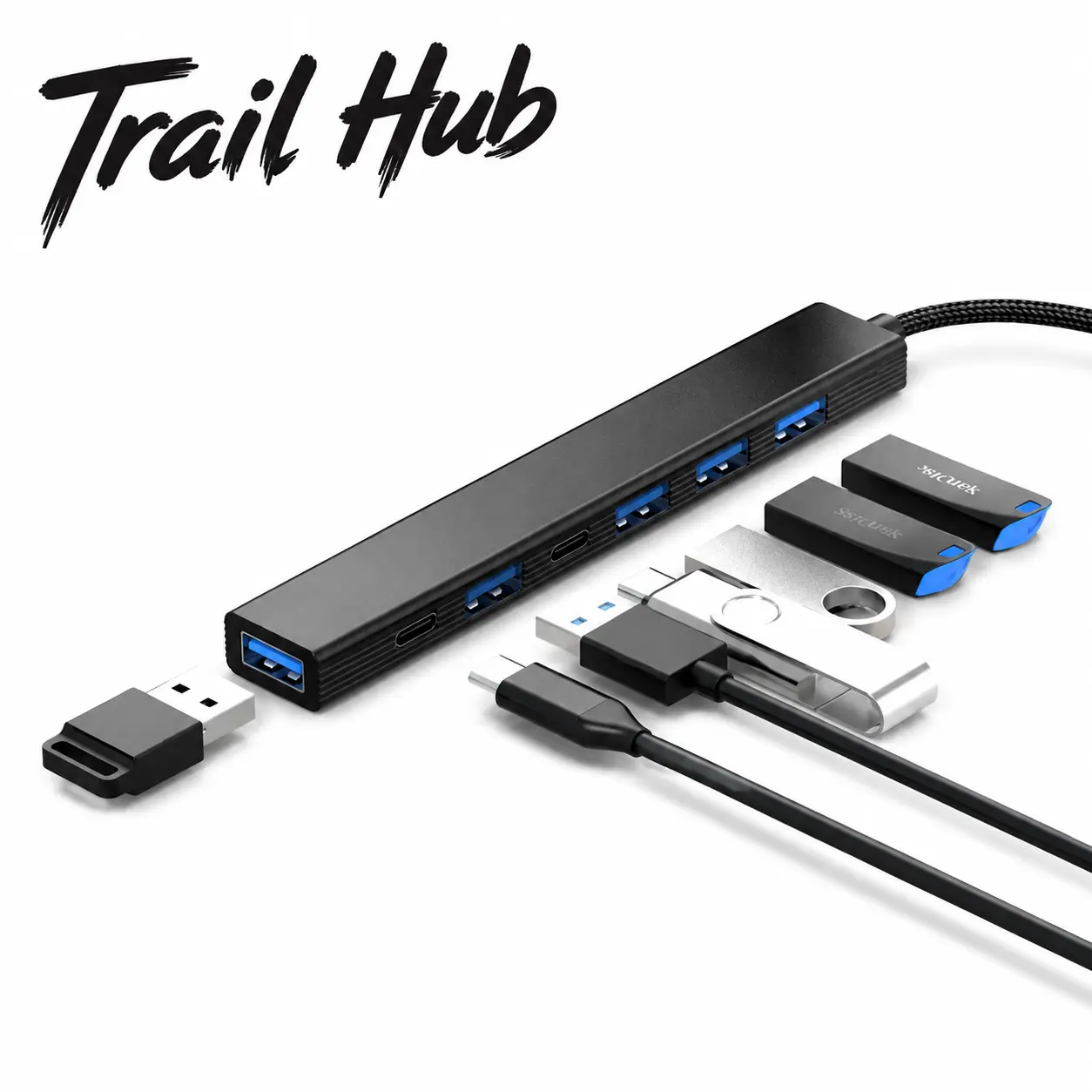 Dual-Head USB 3.0 Docking Station with Dual HDMI Output, 7-Port Hub, Gigabit Ethernet, SD/TF Card Readers, and Universal Laptop Compatibility for Enhanced Desktop Productivity