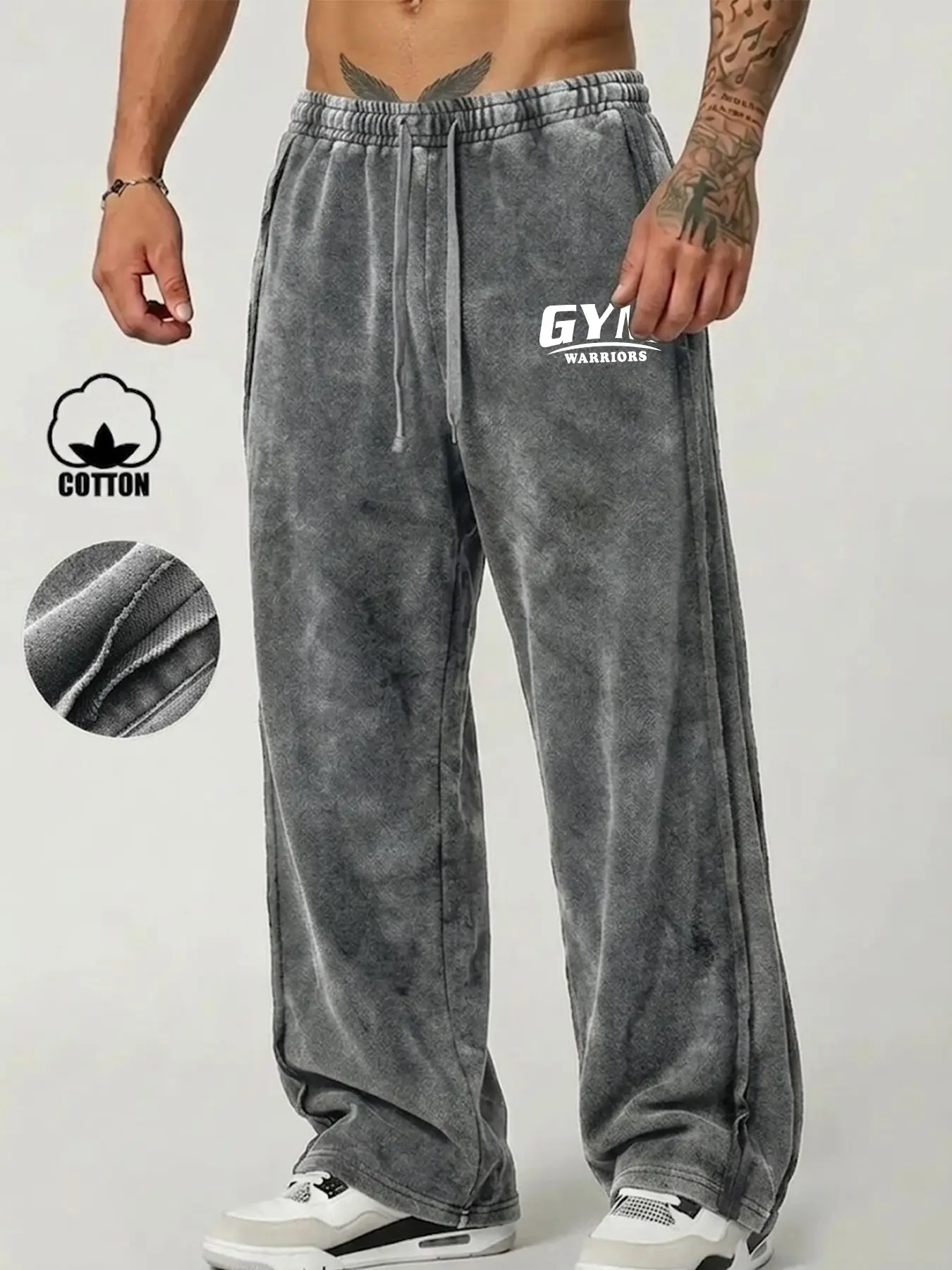 Men's Loose Straight-Leg Track Pants, GYM Letter Print Cotton-Feel Athleisure Sweatpants, Comfy Athleisure Pants, Multi-Wear Design for Light Hiking, Street Sports & Daily Commute, Comfortable Versatile Trendy Streetwear Trousers  Gym Wear