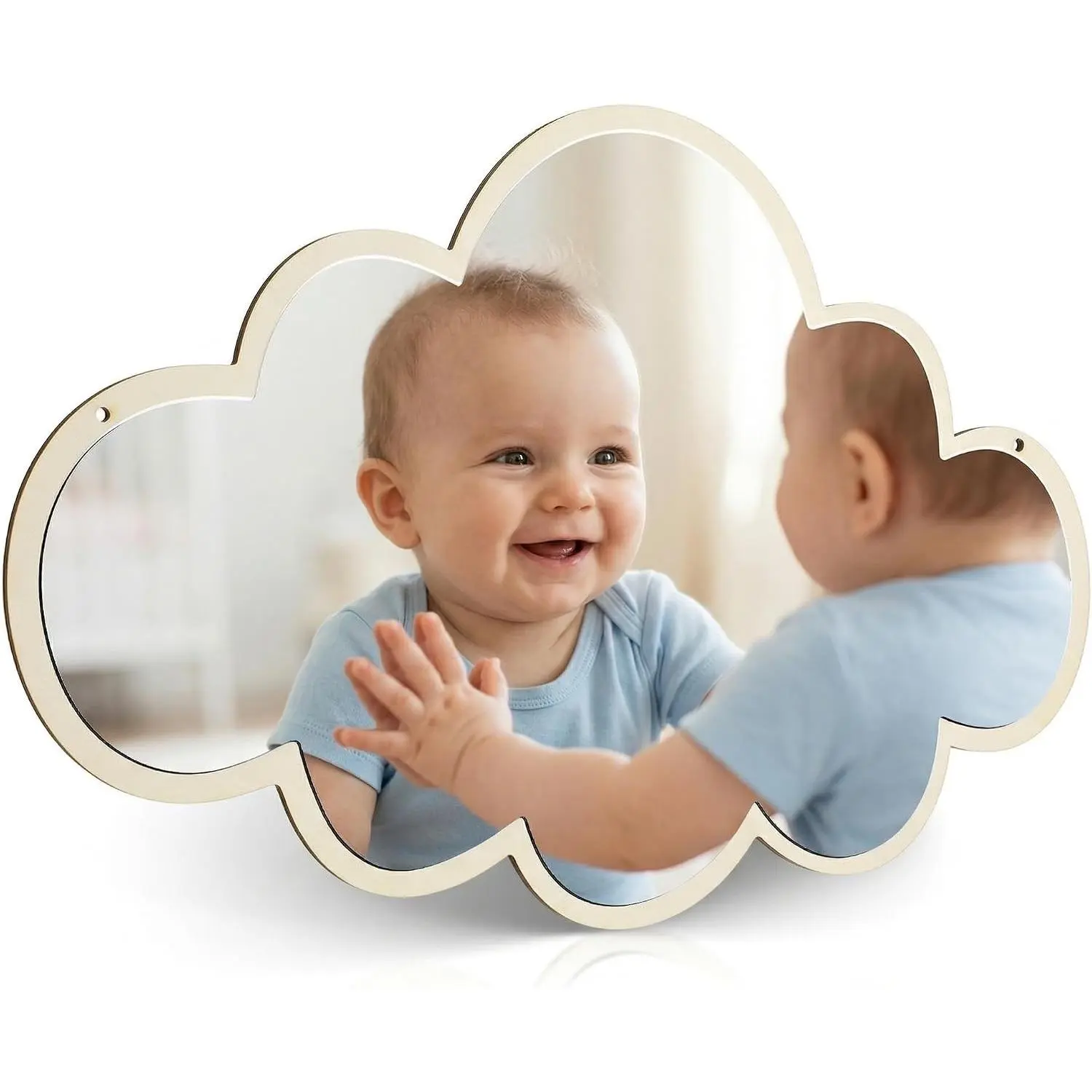 Cloud Mirror Acrylic Nursery Wall Hanging Mirrors Shatterproof Safety Mirror for Kids Baby Toddler Bedroom Playroom Bathroom Kindergarten DIY Decoration