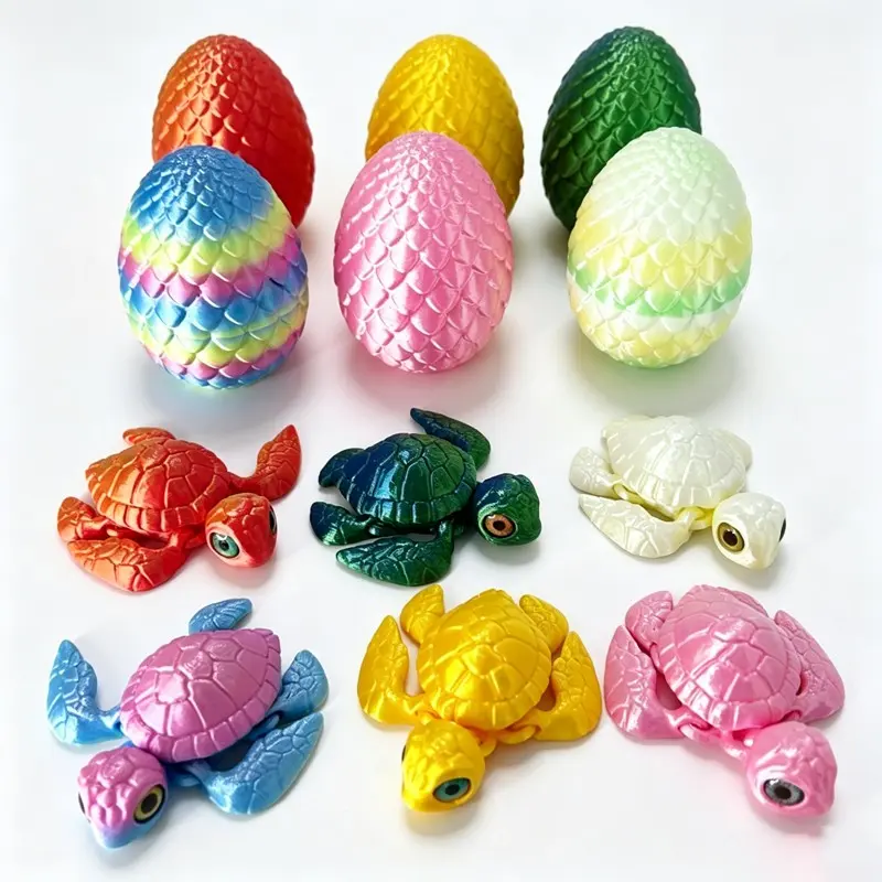 12-Piece Set, 3D Printed Turtle Egg Model, 6 Eggs + 6 Turtles, Jointed Anime Figurines, Decorative Figures, Desktop Decor, Home Decor, Sea Turtle Decor, Aquarium Enthusiasts, Gift Ideas
