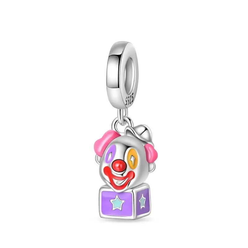 Pendant Shape Charm in 925 Sterling Silver, Magic Theme Jester Wizard Motif, Hypoallergenic Unisex Wear Jewelry for Bracelets, Standard Size, Casual Use, Gift, Casual Wear