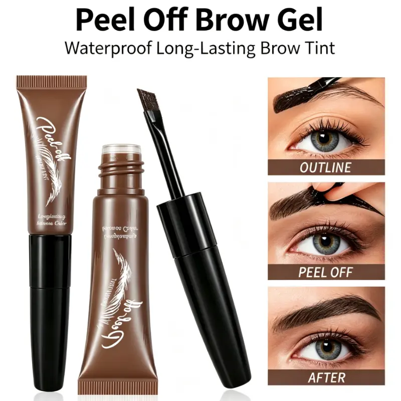 Waterproof Peel-Off Brow Gel Tint with Applicator Brush, Long-Lasting Eyebrow Dye Gel for Daily Makeup, Party Use, Ideal for Beauty-Focused Makeup Lovers