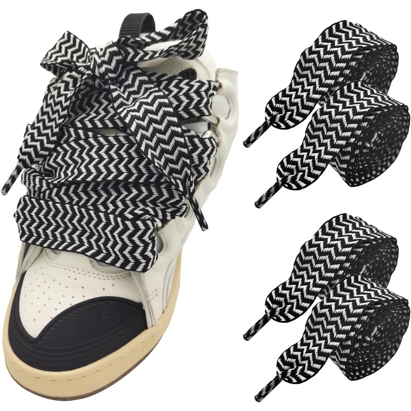 2 Pairs Thick Shoe Laces for Lanvin Sneakers, 3/32'(3cm) Jumbo Chunky Fat Shoelaces Strings Replacement Laces