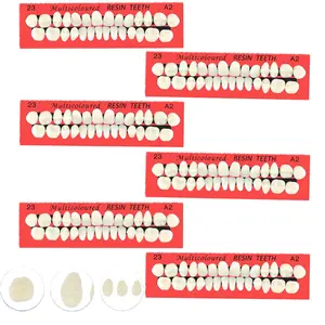 112 PCS 23# A2 Color Acrylic Resin Fake Teeth, 6 Sets Synthetic Resin Artificial Denture Replacement Teeth Prop, Realistic False Teeth for Dental Teaching Practice, Art Creation and DIY Craft Use