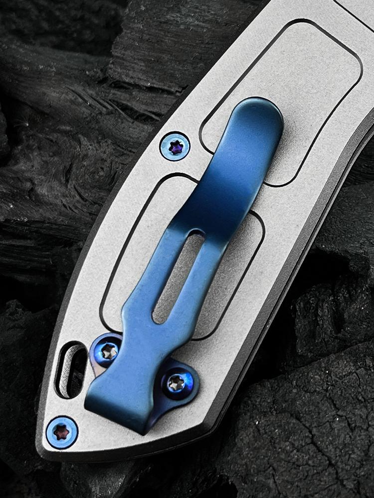 BM Narrows 748 Pocket Knife M390 Super Premium Stainless Steel Blade Knife 6Al-4V Titanium GRAY Handle folding knife Outdoor Hunting Survival Knife Hiking Knife self defense tactical knife Camping Fishing Tools Knife EDC Knife