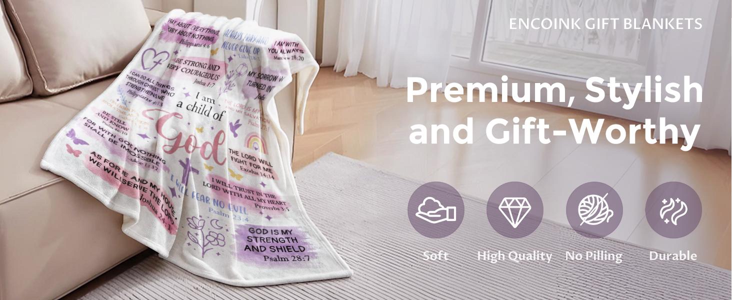 Baptism Gifts for Girl, I Am a Child of God Blanket, Christian Gifts for Women Birthday, Teen Girl Gifts Trendy Stuff, Inspirational Confirmation & First Communion Gifts for Girls(50 * 60)