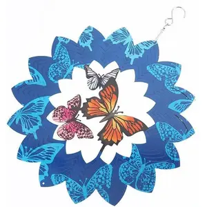 Butterfly Wind Spinner Outdoor – Hanging Metal Drummer Wind Spinners, Butterfly Wind Chimes for Outside and Garden, Wind Spinners Outdoor Clearance, (10 inch)Wind Spinner Mandala 3D