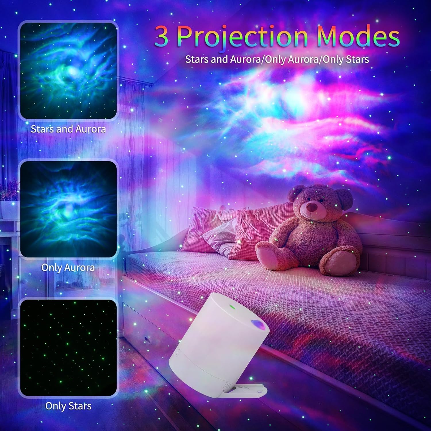 Star Projector, Galaxy Projector for Bedroom, Night Light Projector with Timer and Remote Control, Adjustable Speed and Brightness, for Aurora Projector for Bedroom, Living Room and Home Theater