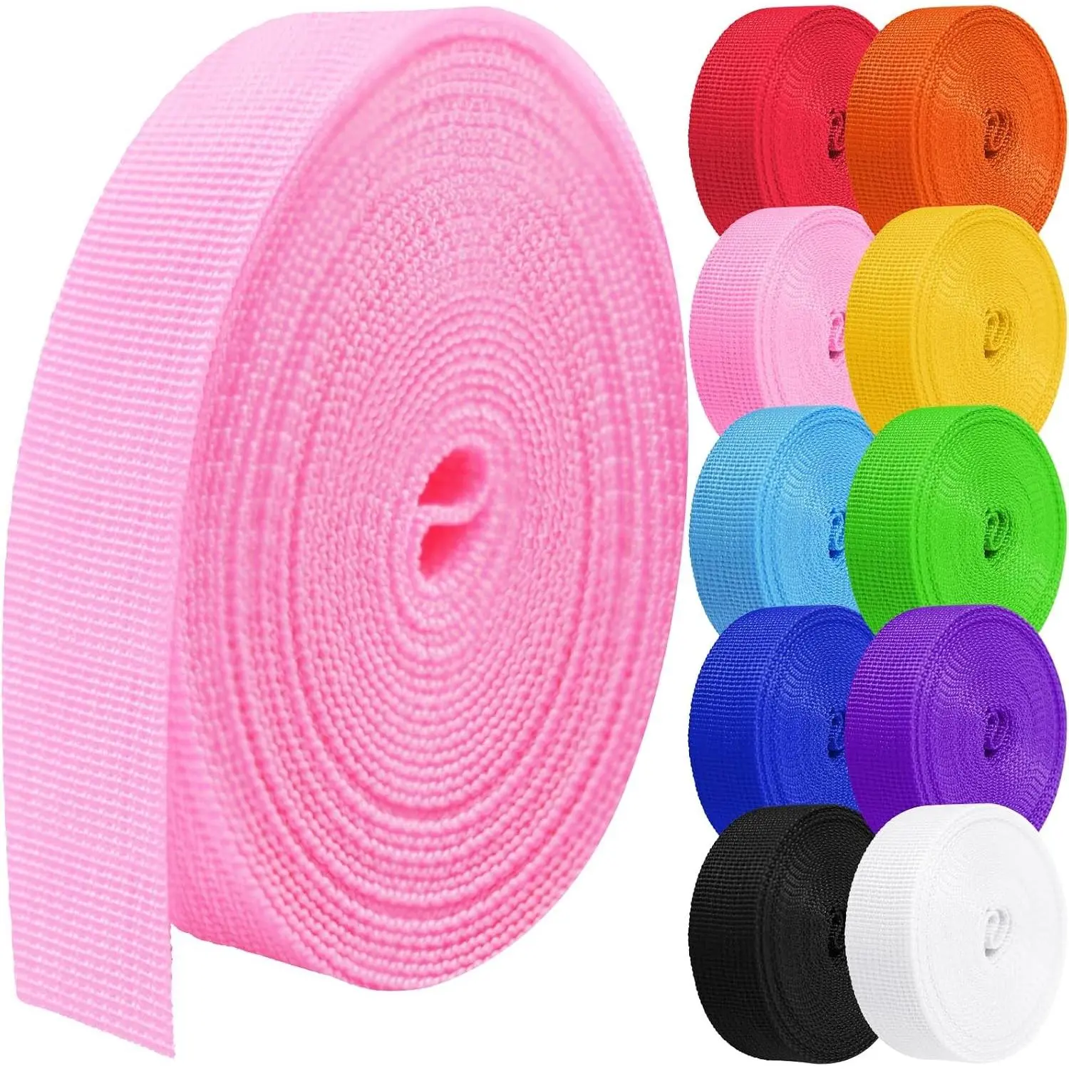 Durable Polypropylene & Nylon Webbing Straps Multiple Sizes 1/1.5/2 Inch Width 5 10 25 50 100 Yards Length for DIY Craft Repair