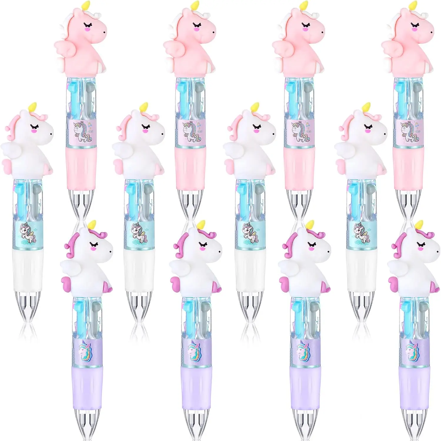 12 count Retractable Unicorn Pens 4-in-1 Multicolor Ballpoint Pen Candy Party Favor Colored Ink Mini Party Favors for Girls  Classroom Prizes Birthday Gifts( Unicorn)