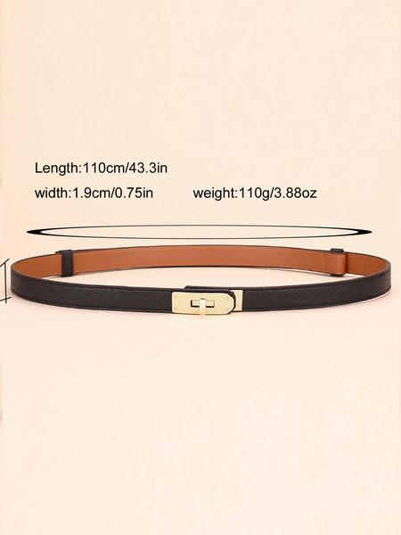Adjustable Thin Belts For Womens Skinny Belts For Dresses Womens Solid Color Alloy Turn Lock Belts For Jeans
