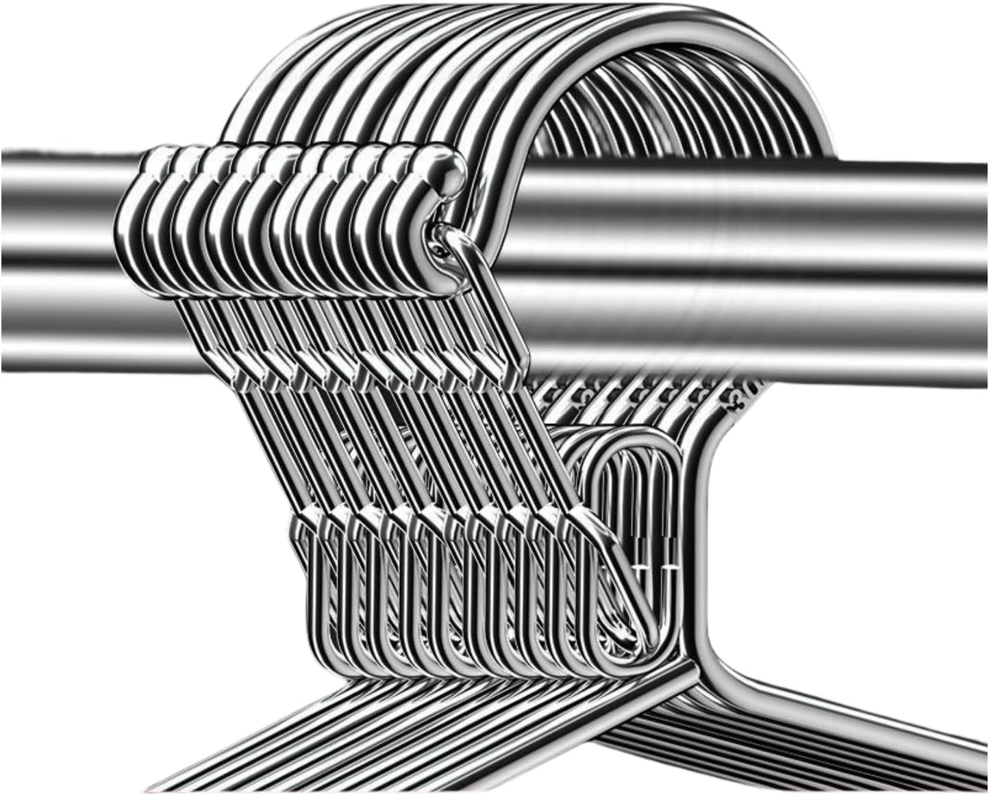 16.5 Wire Hanger 4mm Lockable Hangers 10Pack Stainless Steel Slim Thin Heavy Duty Windproof Lock Hook Metal Space Saving Clothes Hotel Hangers for RV Camping  (10)