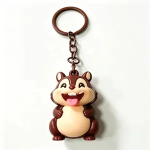 1Pcs Kawaii Cute 3D Tongue Out Chipmunk Soft PVC Keychain, Cartoon Squirrel Multi-scene Decor Pendant, Small Gift for Men Women Backpack Car Keys