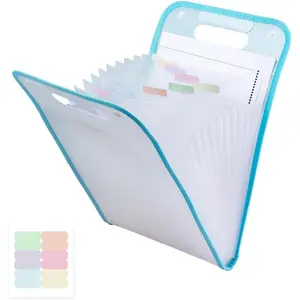 Expanding File Folder 13 Pockets Accordion File Organizer with Labels, Portable Document Receipt Organizer Hold A4 Letter Size Paper, Waterproof Folder Schoolbag Office Supplies (Blue)