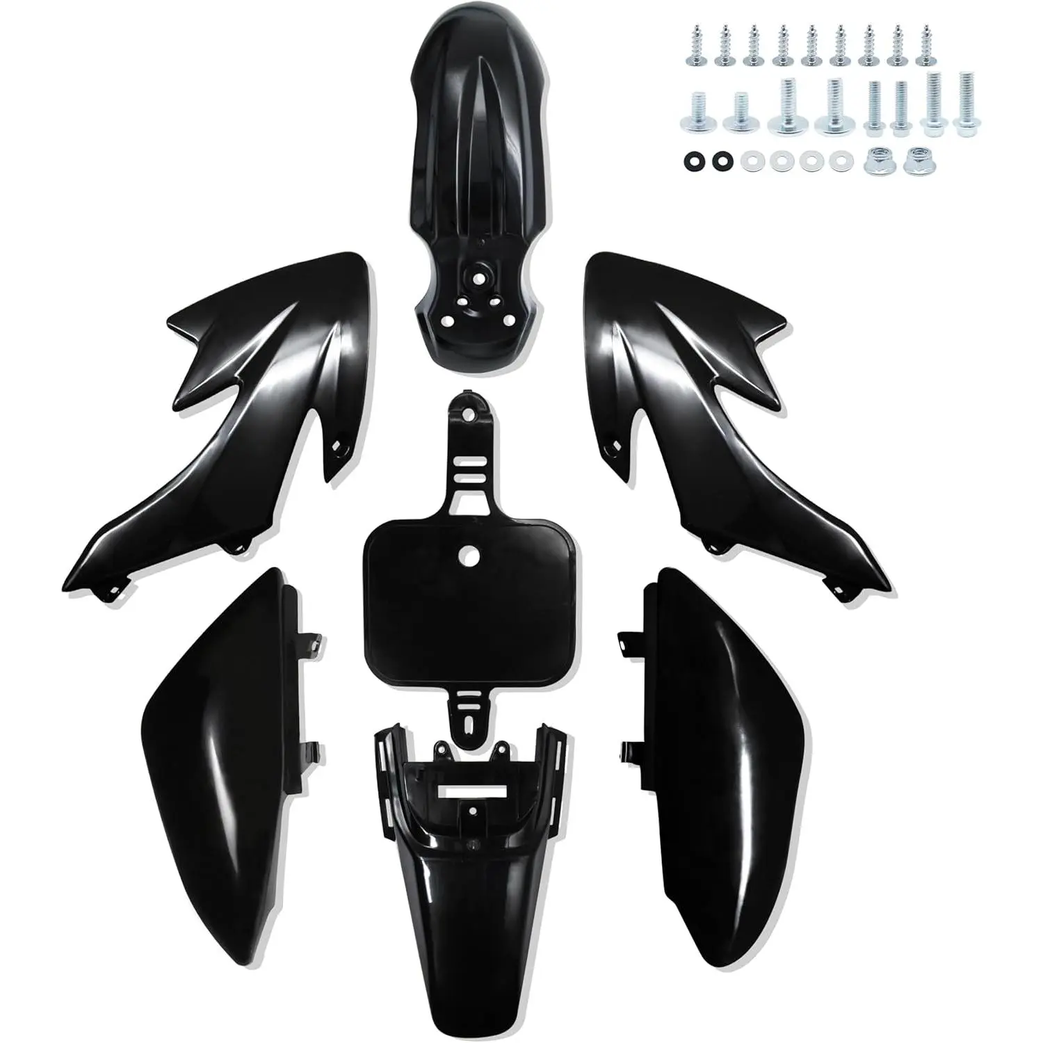 ABS Plastic Full Set Pit Bike Fairings & Fenders Kit with Bolts - Dirt Bike Parts for Honda CRF50F, CRF50, XR50, SSR 110, SSR125, Coolster 125, Baja DR70, Razor, Apollo, SYX & Similar 50cc-160cc Chinese Dirtbikes