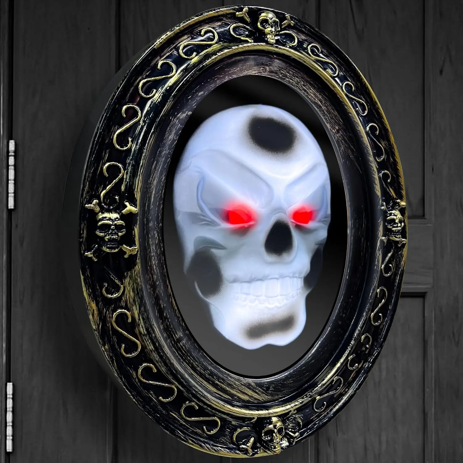 [ Motion Activated & Light Sensor Design ] Halloween Animatronic Talking Haunted Mirror with Creepy Sound and Light, Scary Halloween Decorations Indoor Wall Mounted Magic Mirror  Prop Decor
