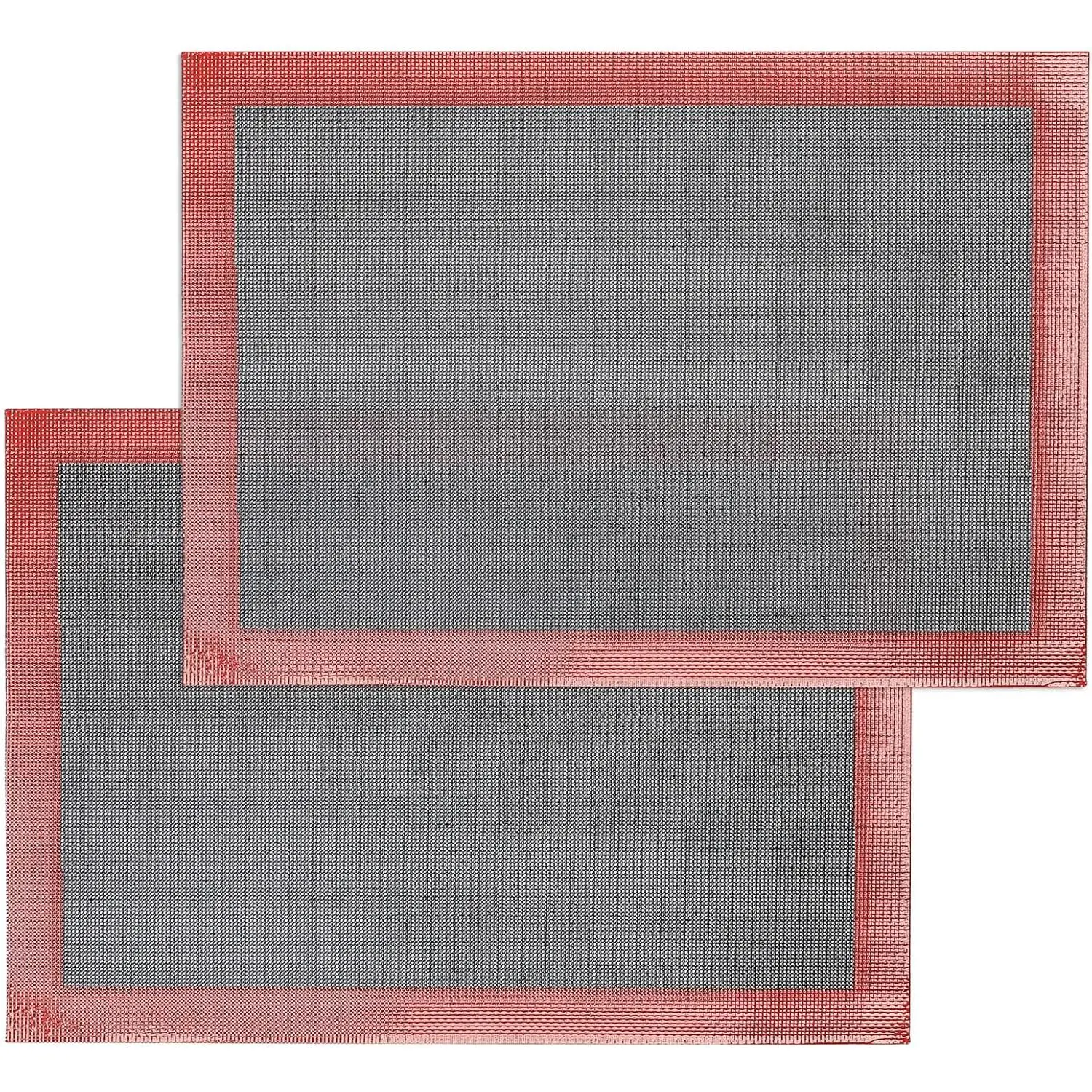 Silicone Baking Mat with Microperforated, 2 PCS Perforated Baking Mats/Oven Liners for 13" x 18" Half Sheet Pan, Reusable Air Mesh Silicone Mat for Cookie/Eclair/Bread/Pizza/Pastry