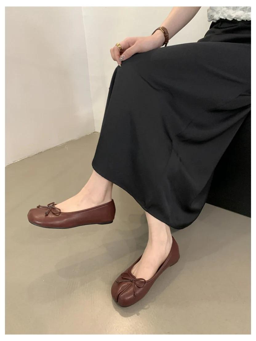 New Women Flats Soft Ballet Shoes Slip On Loafers Soft Moccasins Tabi Ninja Casual Shoes Mujer Ladies Shoes Bow Knot Mujer