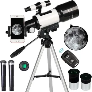 Telescope for Adults & Kids, 70mm Aperture Refractor (15X-150X) Portable Travel Telescope with Phone Adapter & Wireless Remote, Astronomy Beginners Gifts, Black