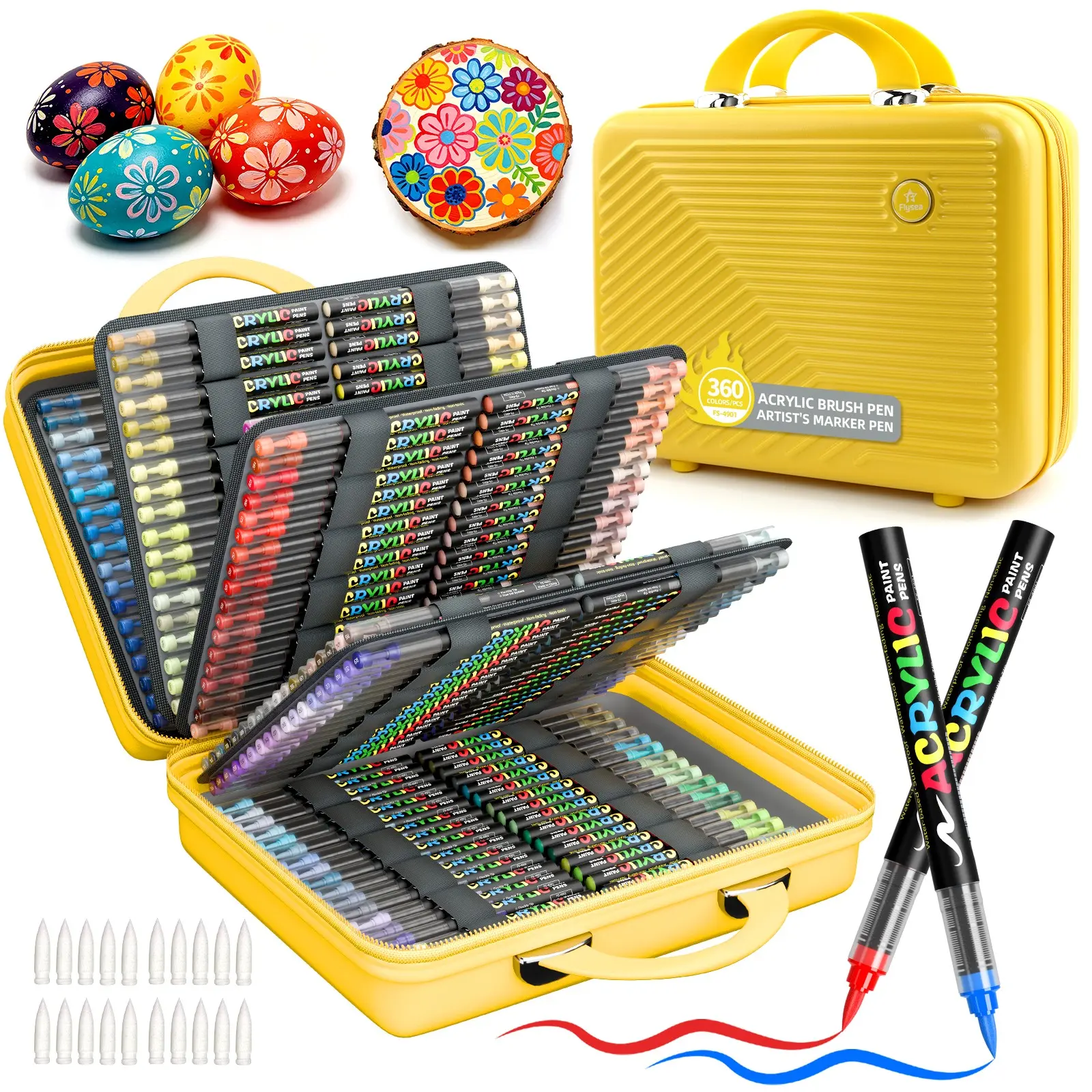 Flysea 4901-360 Colorful Series Acrylic Marker Pens, Non-Toxic Graffiti Pens for Kids, Ideal for DIY Art and Craft Projects
