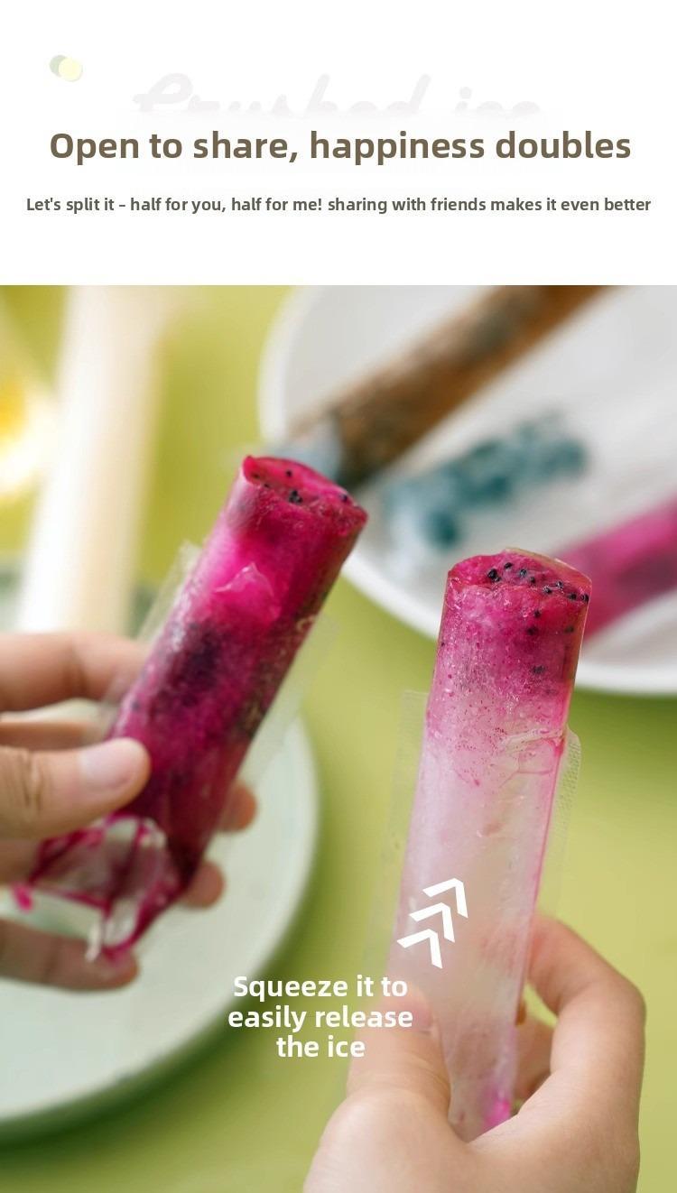 50/100 PCS Disposable DIY Ice Bag/Mold for Popsicles & Shaved Ice, Food-Grade Self-Sealing Bags