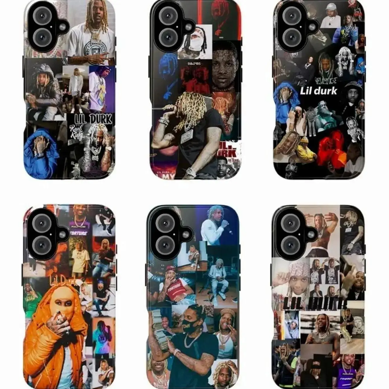 Rap Collage Drill Hip Hop Street Art Music Artist Fan Merch Graphic Lil Durk Art Tough Phone Case. Edgy Urban Aesthetic Rugged Shockproof Protective Cover Suitable for iPhone 17-11 Pro Max/Plus and  Samsung Galaxy S23-25