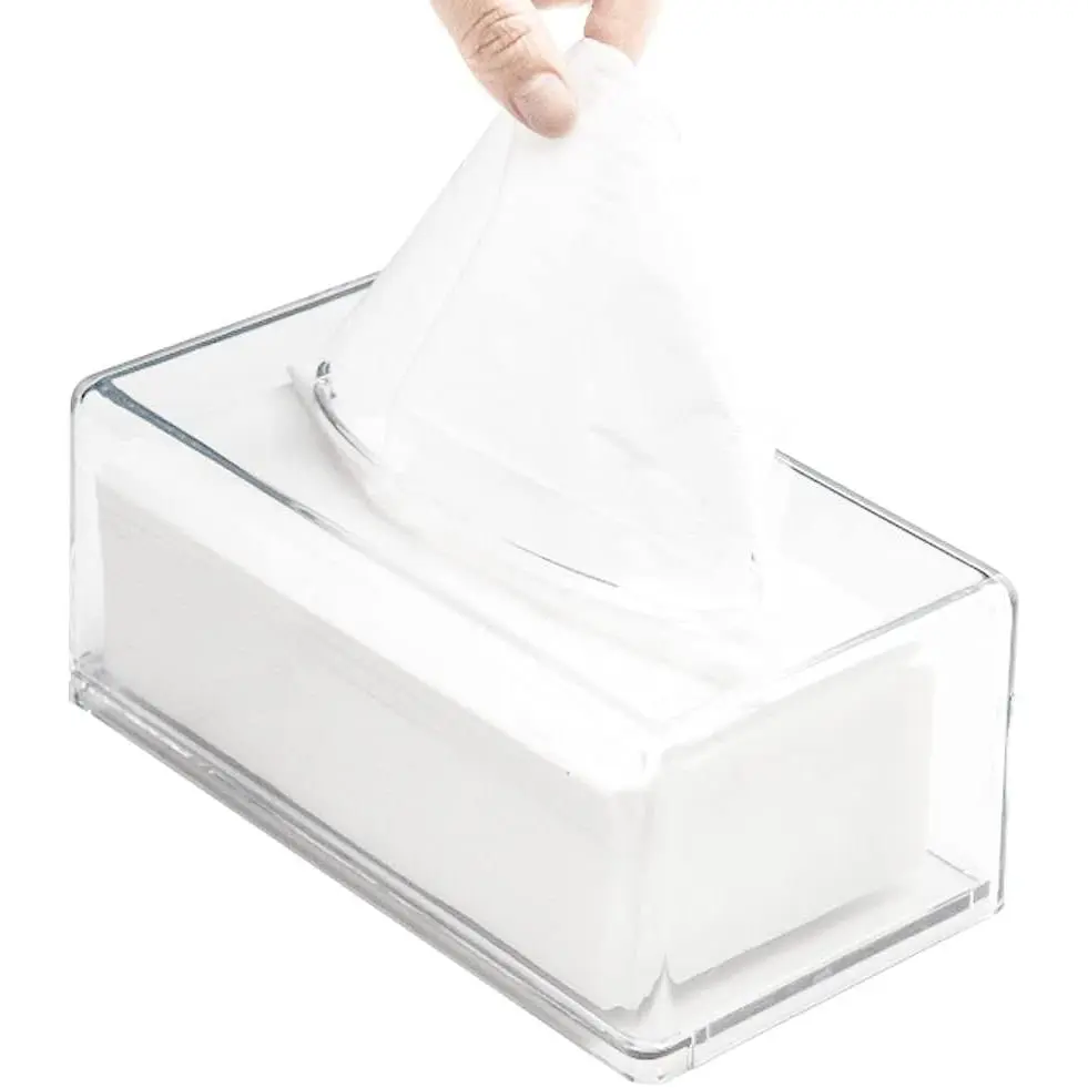 Square Clear  Tissue Box, Box Covers Rectangular, Bathroom Facial Napkin Box Holders, Table Clear Dryer Sheet Dispenser for Bathroom, Kitchen and