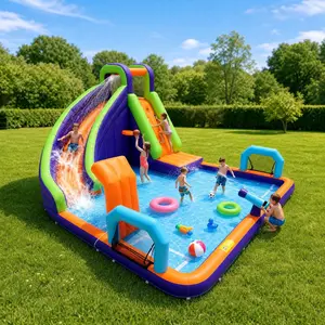 VOWNER Inflatable Water Slide for Kids Backyard, 7-in-1 Blow Up Water Slide with 450w Blower, Splash Pool, 2 Soccer Goals, Basketball Hoop, Water Bounce House for Summer Outdoor Kids Play Party