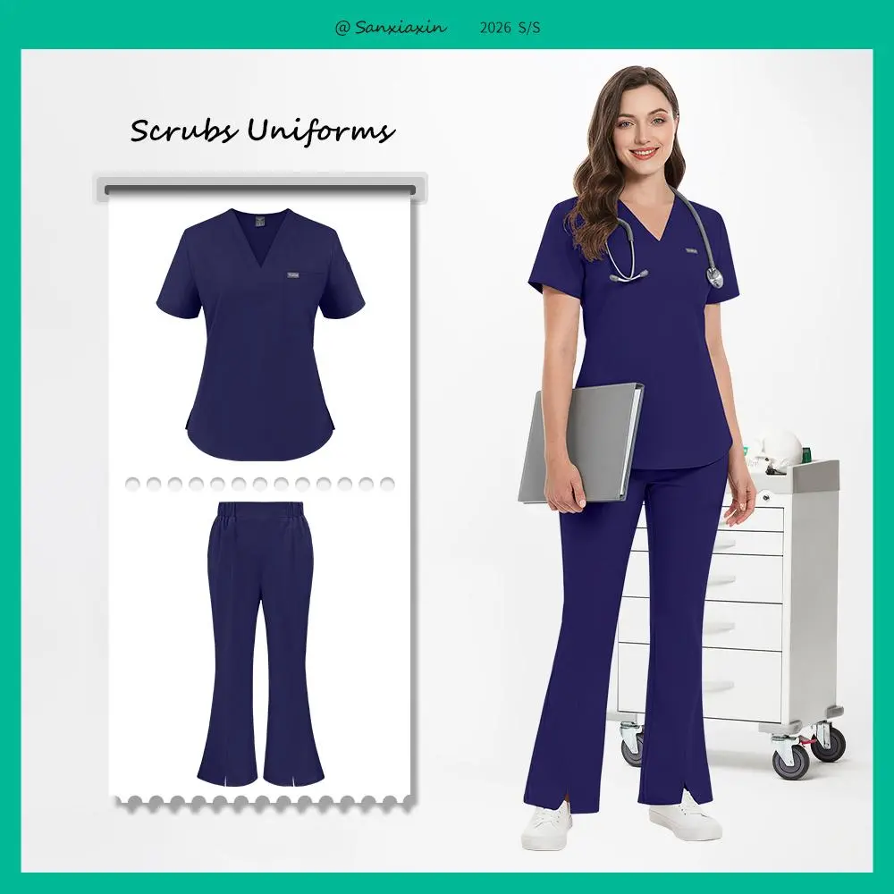 Dental Clinic Nurse Uniforms Women Pet Grooming Veterinary Work Clothes Anesthetist Uniform Spa Manicurist V-neck Tops Pant Suit