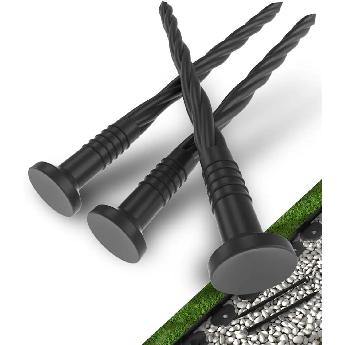 70 Count 8-Inch Plastic Landscape Edging Spikes Landscape Anchoring  Spiral Landscape Stake for Paver Edging, Artificial Turf,Weed Barrier, Landscape Edging, Grass Pathway,and