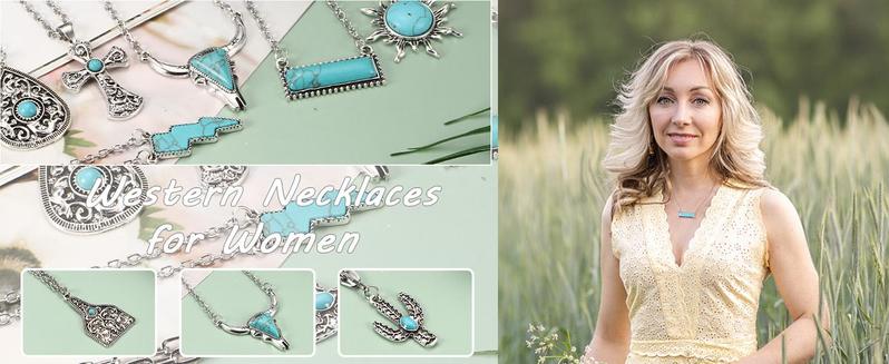 Jstyle 8 Pcs Western Turquoise Necklaces for Women Men Adjustable 46cm + 5cm Alloy Retro Silver Plated Cactus Sun Bull Head Cowgirl Cowboy Pendant Jewelry Jstyle 8 Pcs Western Turquoise Necklaces for Women Men Adjustable 46cm + 5cm Alloy Retro Silver Plated Cactus Sun Bull Head Cowgirl Cowboy Pendant Jewelry