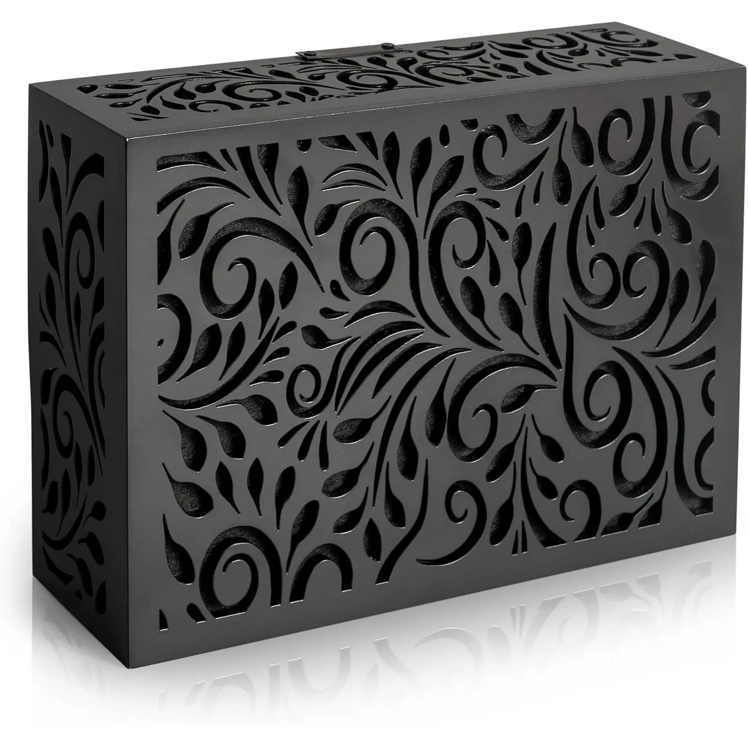 Modern Black Home Wall-Mount Decorative Doorbell Cover Box - Weather Protection, Noise-Reducing, Easy to Install, Standard Size 7.75”x6”x2.75” Cover Plate
