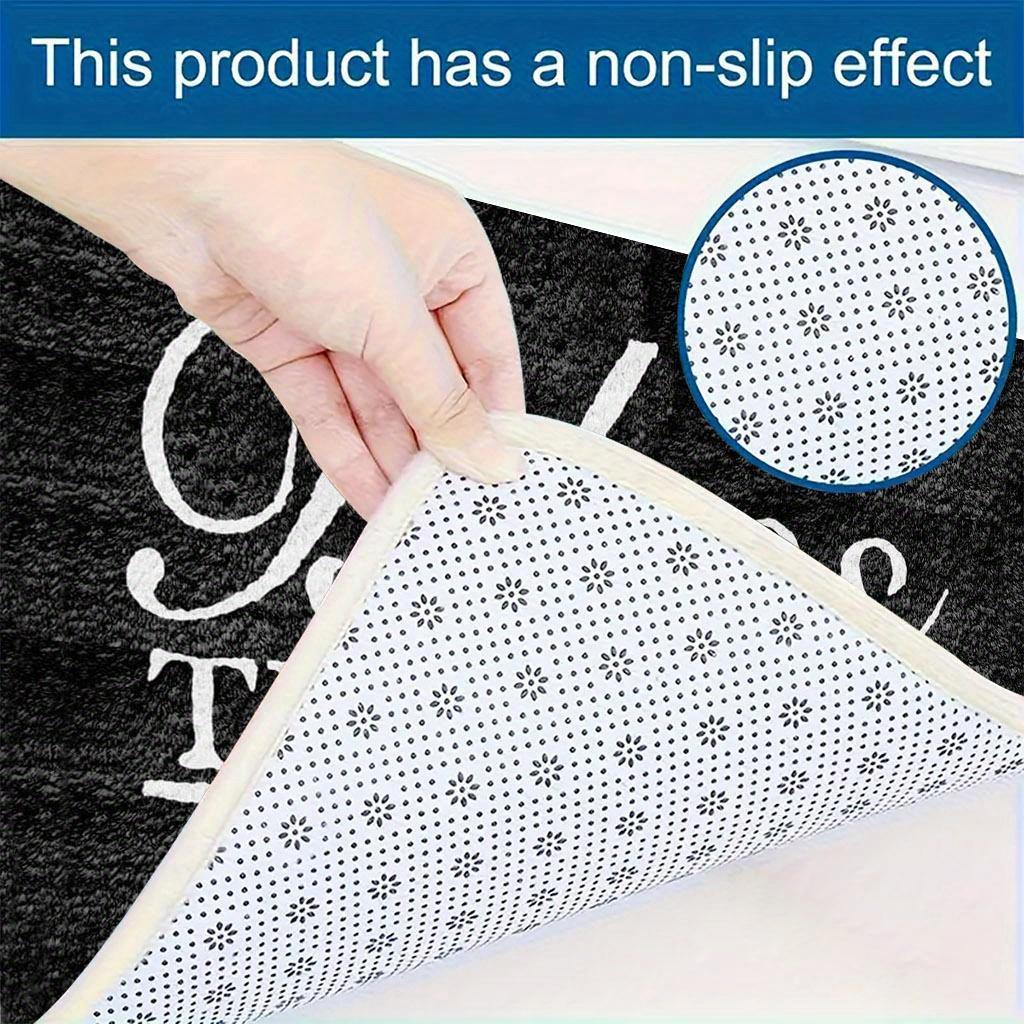 "Bless This Home & All Who Enter" Non-Slip Door Mat - Machine-Washable Indoor/Outdoor Mat with PVC Backing, Black & White Holiday Design for Entryway, Living Room, Bedroom, Kitchen, Entryway Decor, Elegant Script Style, Durable Floor Covering