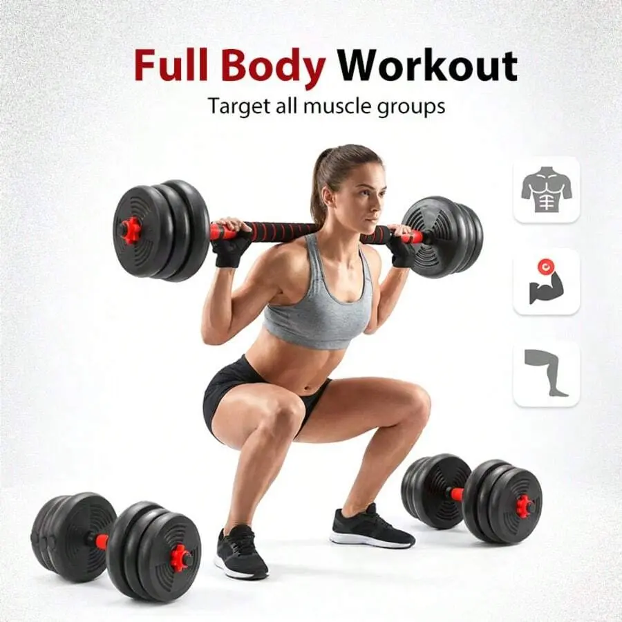 Unisex Quick-Adjustable 44lb Dumbbells Set - 3-In-1 Functional Weights, Compact Space-Saving Gym Equipment for Home Full Body Strength Training