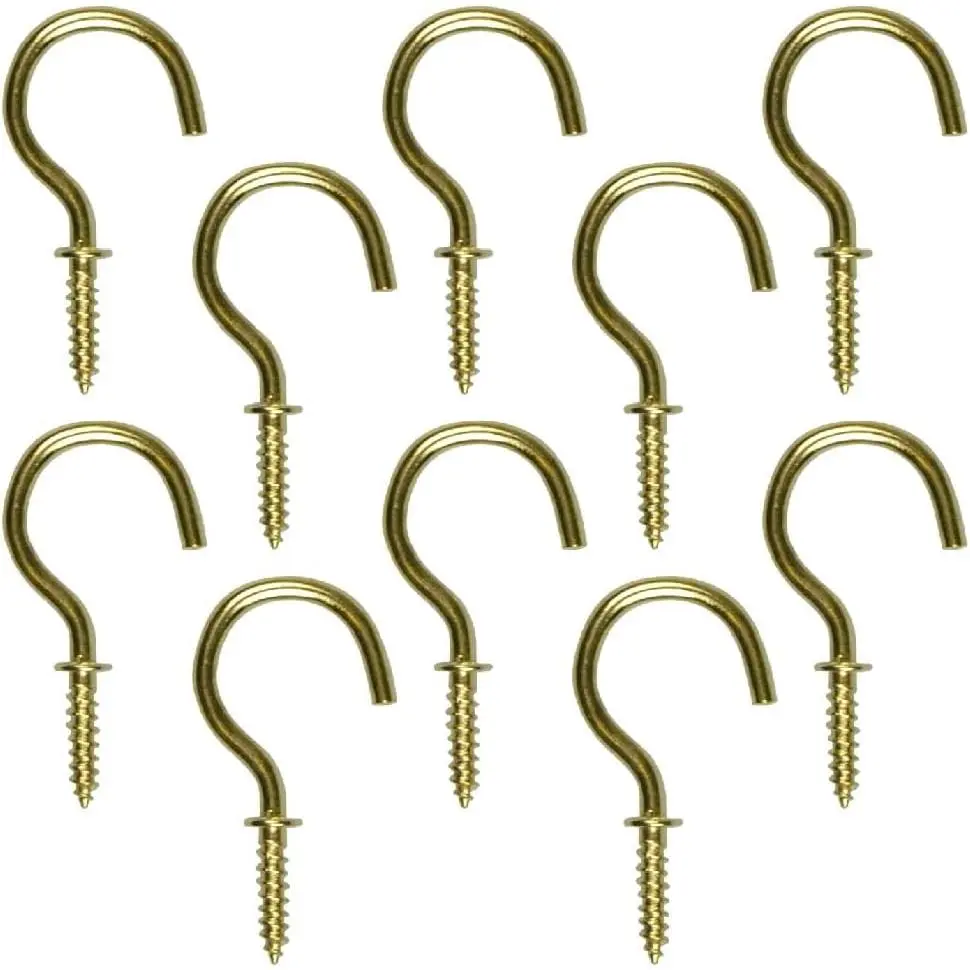 10 count Screw Hooks, Hooks for , forceiling Hooks, Ceiling Hooks for  , Kitchen, Cup, Metal Screw in Cup Hooks,1/2Inch, Black