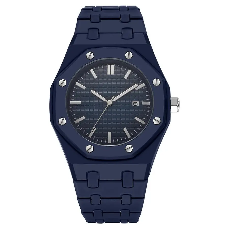 Men's Octagonal-Case Analog Quartz Watch, Modern Business Casual Wristwatch
