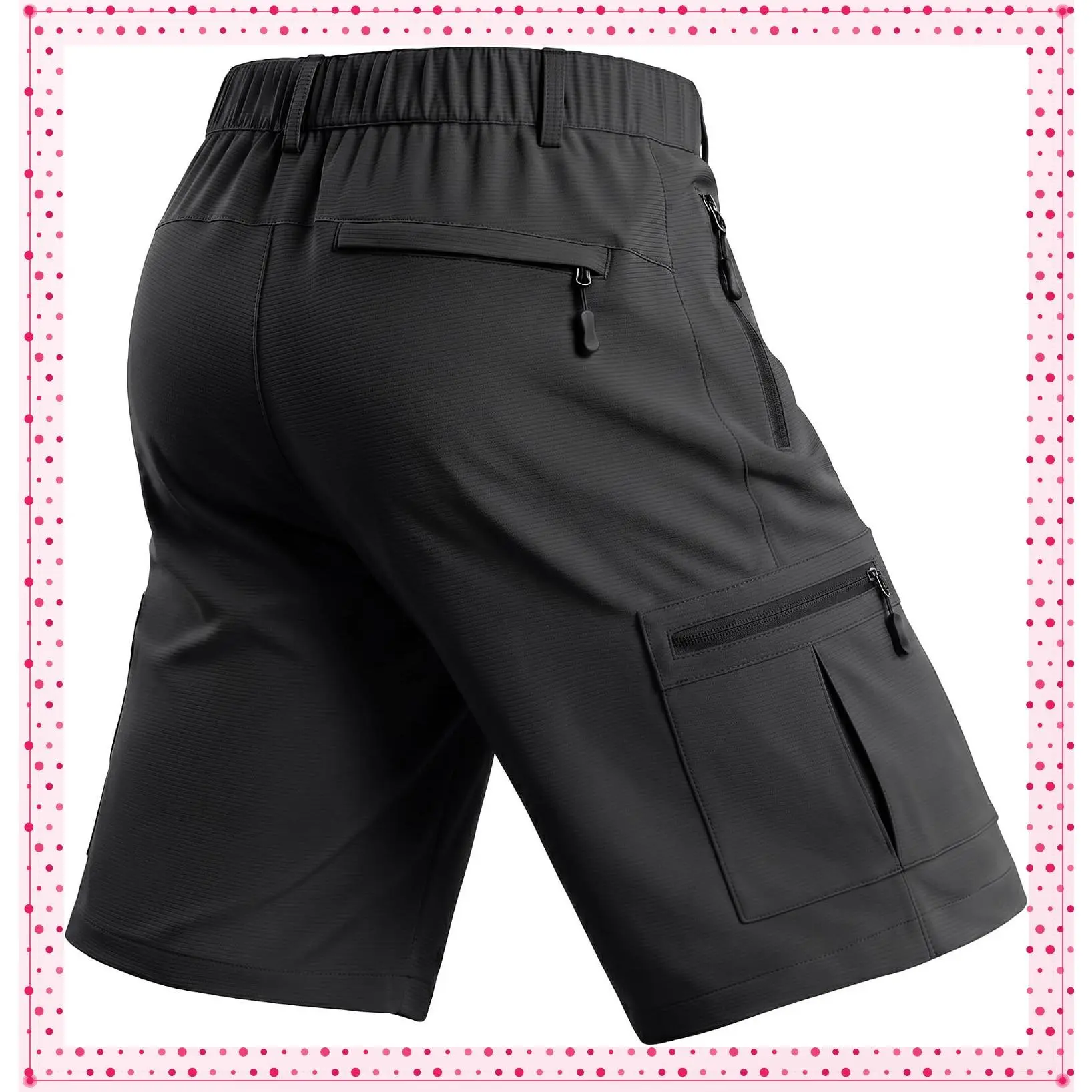 Men's Hiking Cargo Golf Hybrid Shorts 9” Lightweight Quick Dry 5 Zipper Pockets Outdoor Casual Active ShortsGift